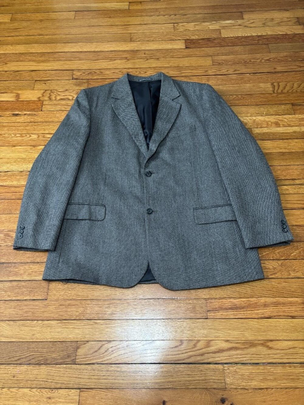 Croft Barrow Mens Sport Coat 2 Button Blazer Jacket Size 46L Gray Lambswool VTG